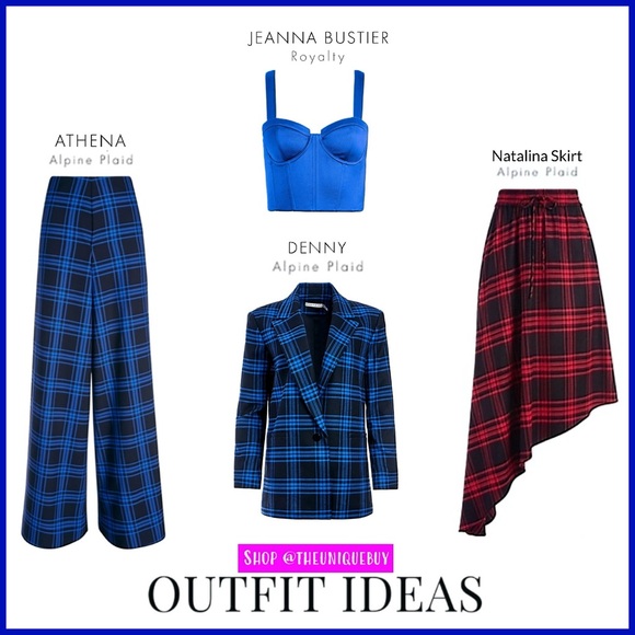 Alice + Olivia Natalina Plaid High-Low Asymmetrical Red Black Midi Skirt - Picture 9 of 17